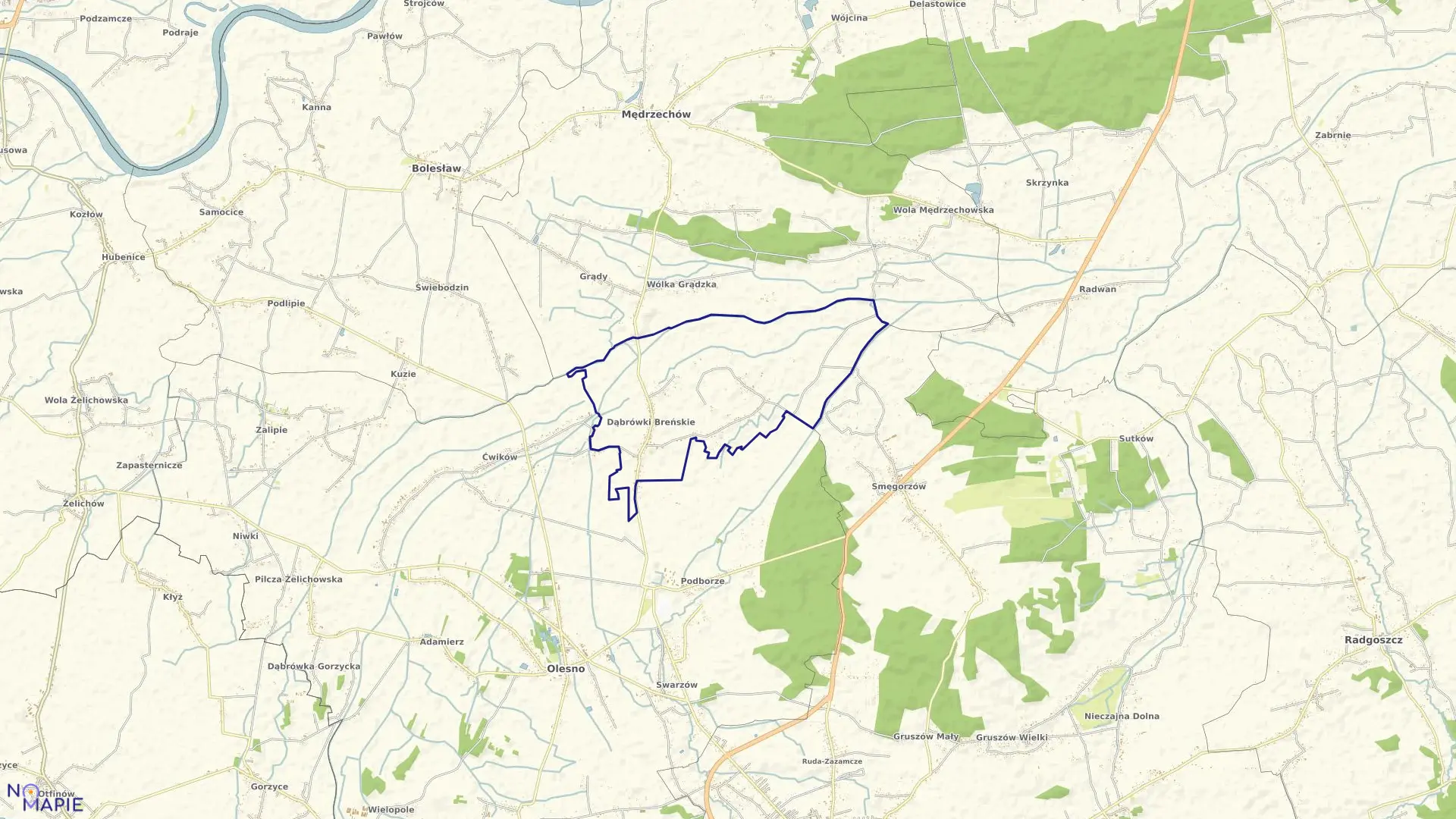 Mapa obrębu Dąbrówki Breńskie w gminie Olesno